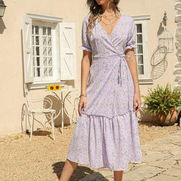 Women's Summer Boho V-Neck Beach Dress