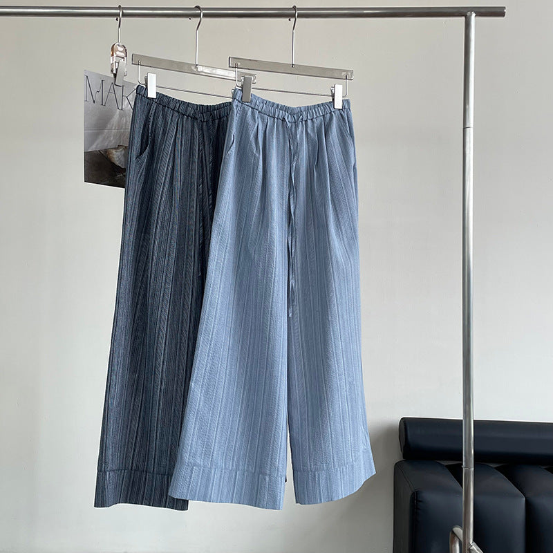 Women's Striped Drawstring Wide-Leg Pants