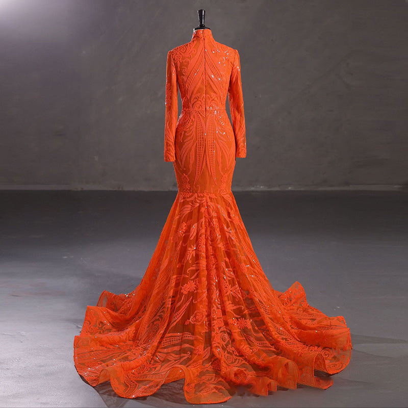 Luxury Long Sleeve High Waist Evening Dress/Wedding Dresses