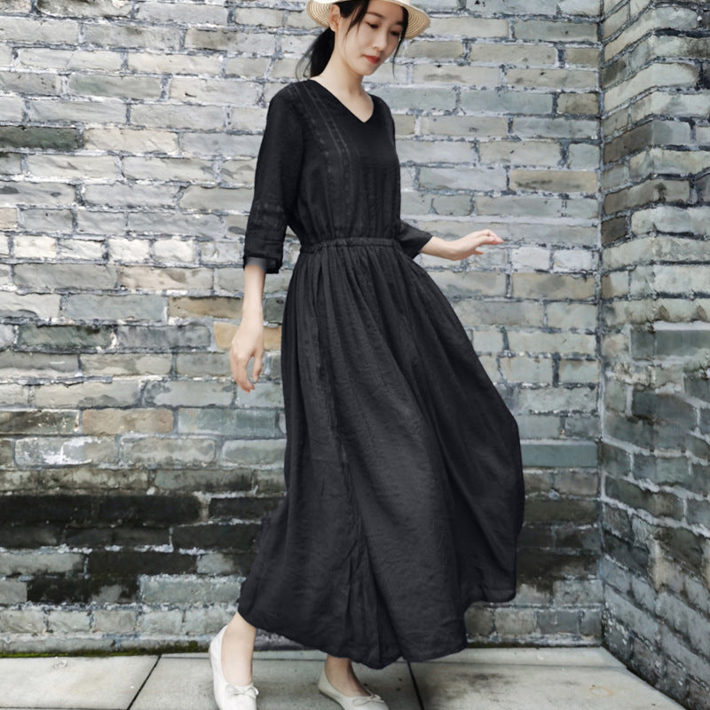 Ethnic Women Summer Linen Dresses-Dresses-Free Shipping at meselling99