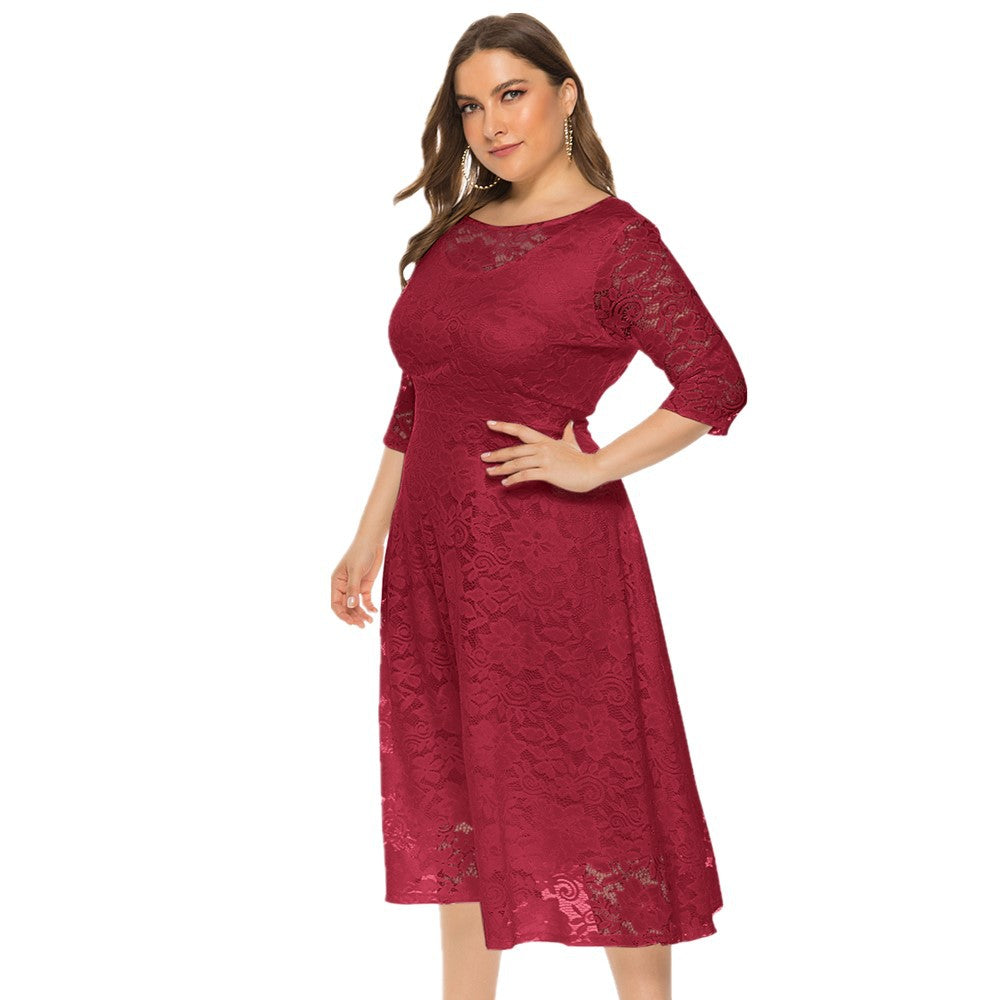 Plus Size Lace Evening Dress