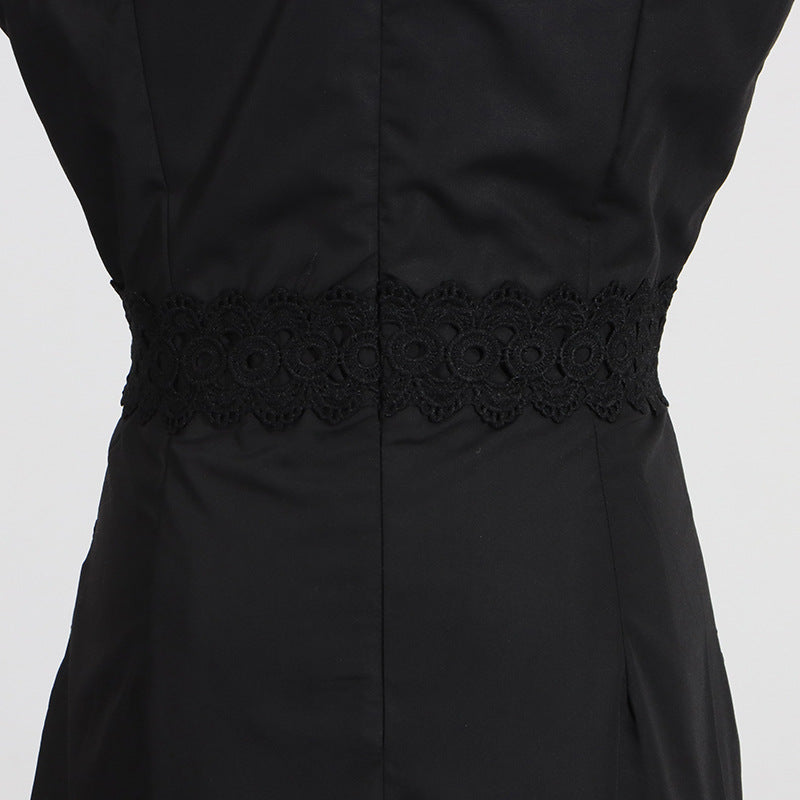 Designed Women's Vintage-Inspired Sleeveless Lace Trimmed Summer Dress