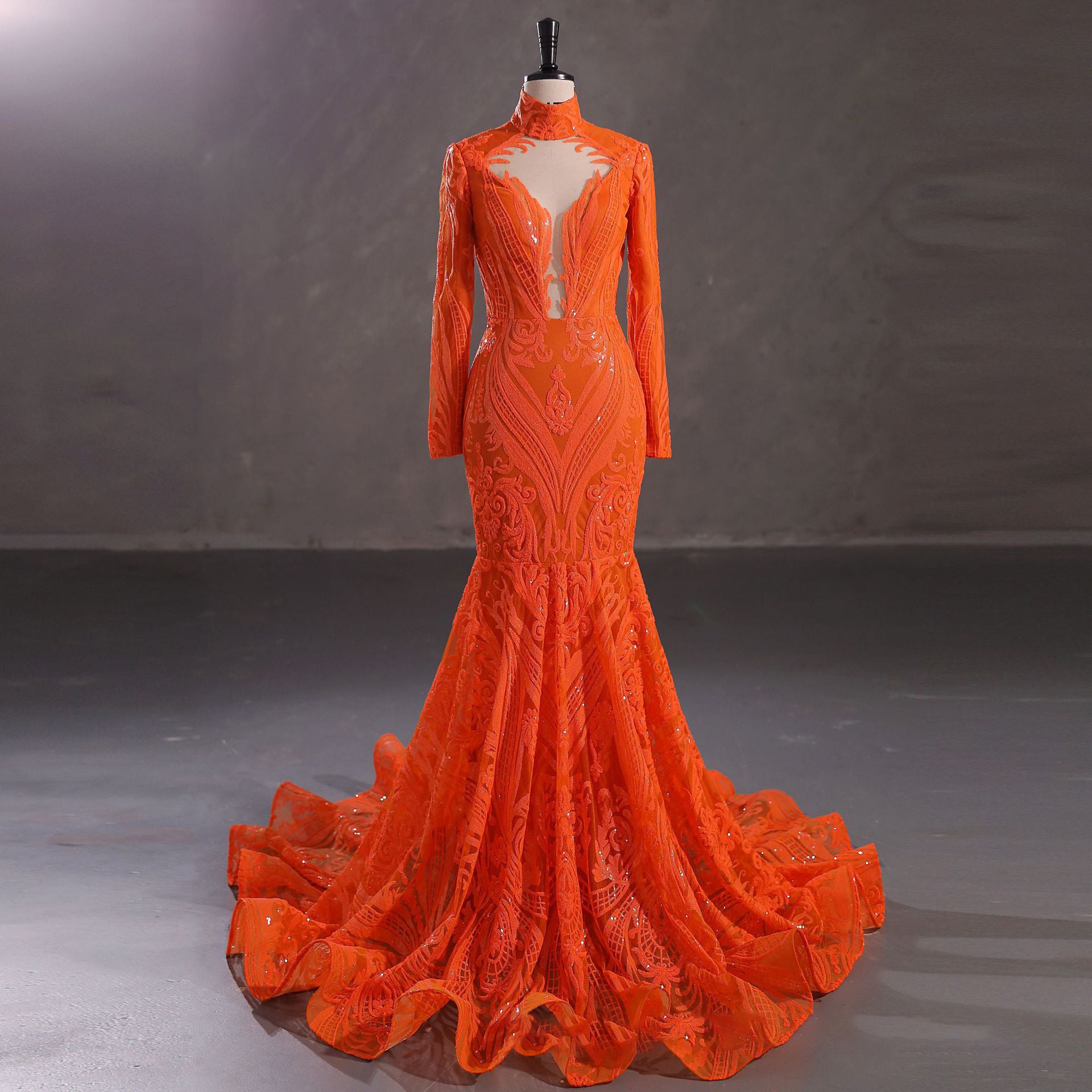 Luxury Long Sleeve High Waist Evening Dress/Wedding Dresses