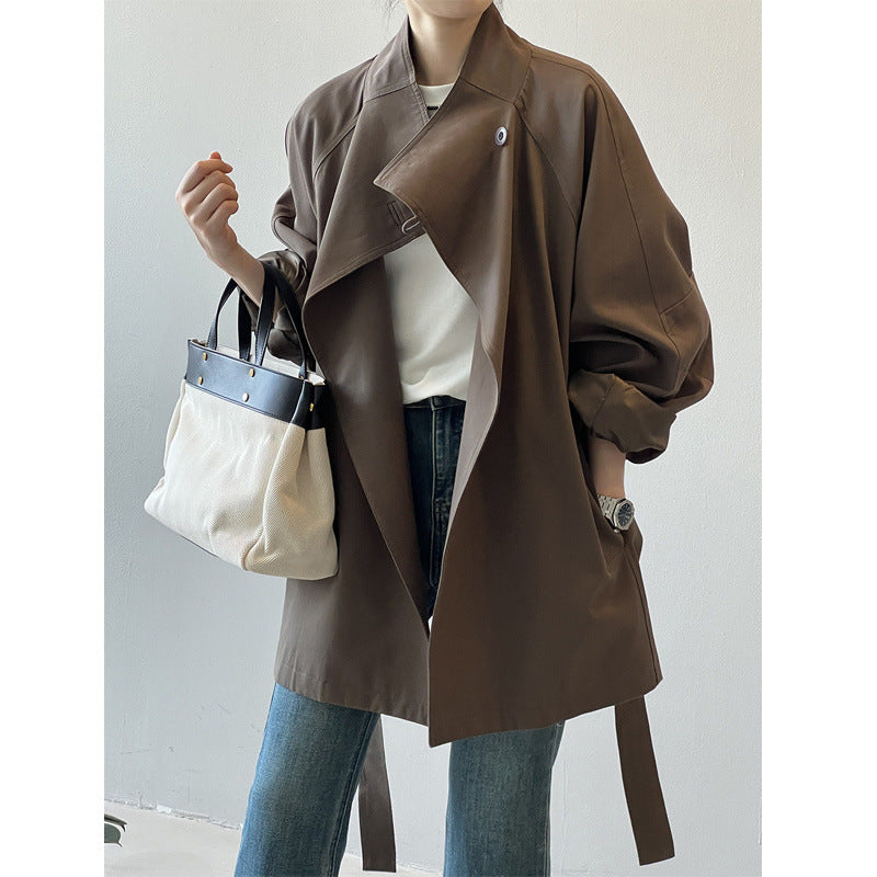 Women's Retro Stand Collar Trench Coat