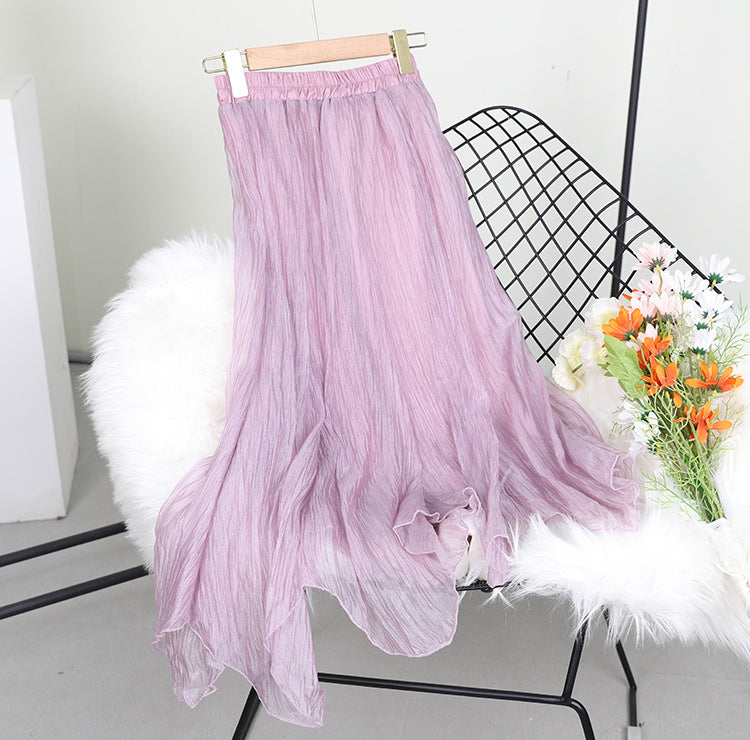 Women's High-Waisted A-Line Mesh Midi Skirt