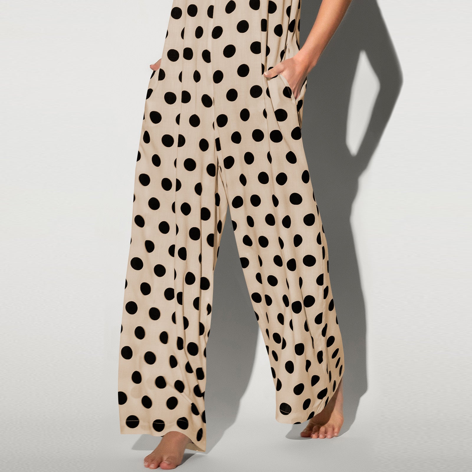 Casual Summer Dot Print Backless Women Jumpsuits