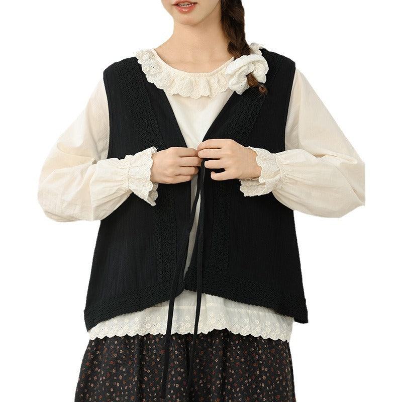 Vintage Embroidery Short Vest