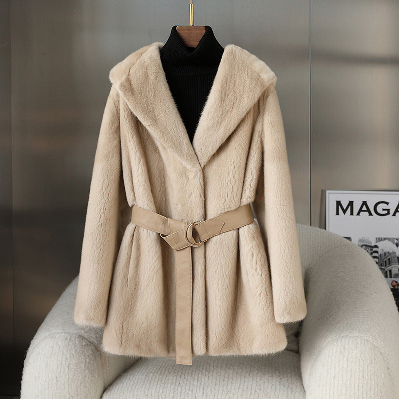 Casual Faux Fur Midi Length Jacket Coats