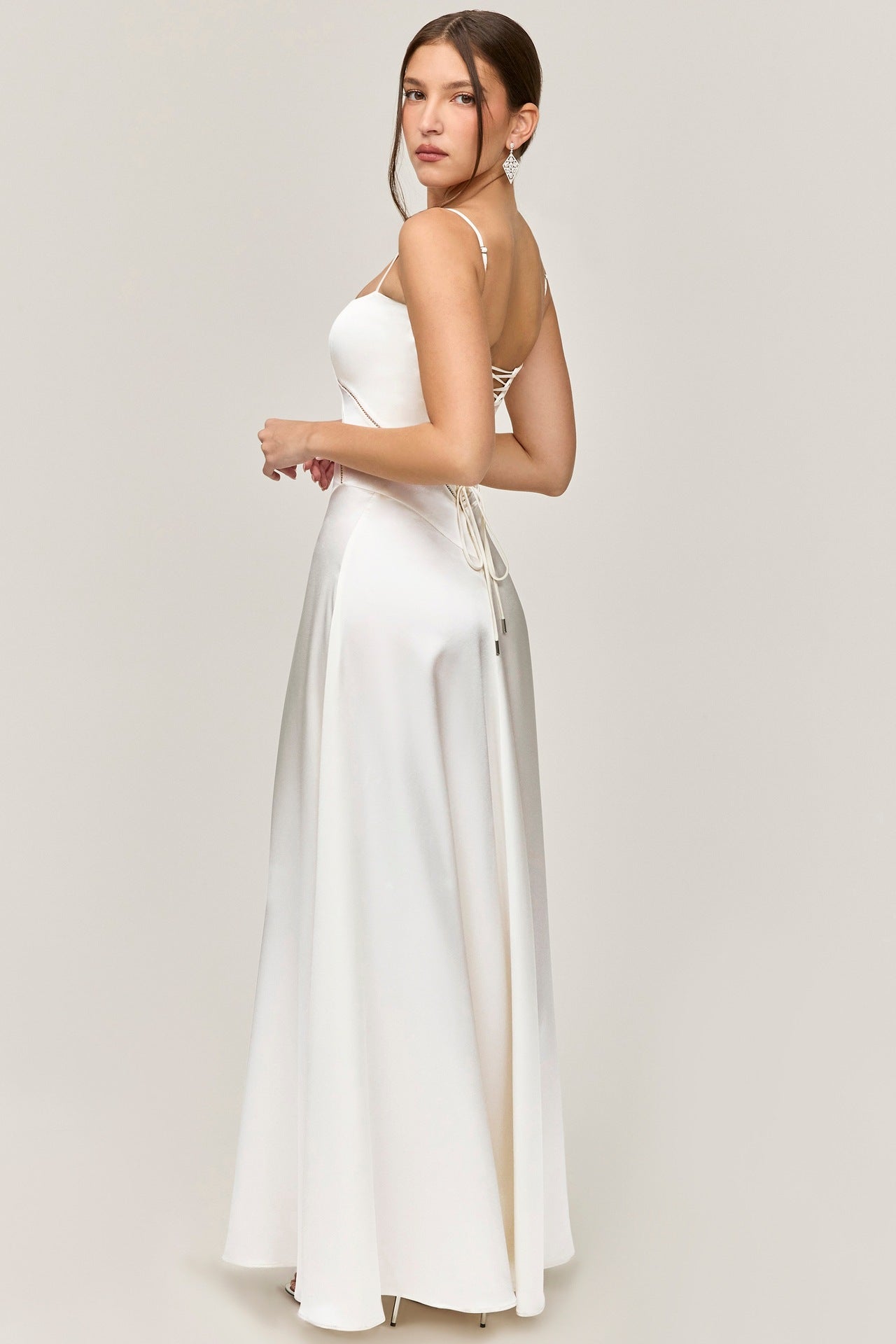 Elegant Long Satin Slip Dress with Low Back