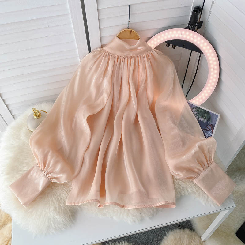 Designer Blouse with Puff Sleeves Women's Shirt, Elegant & Feminine, Soft & Chic