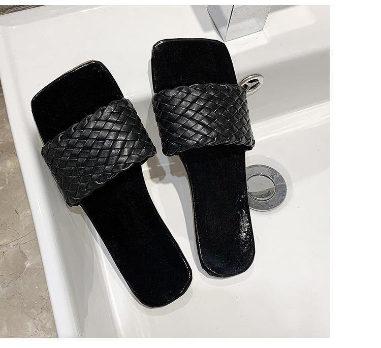 Large-size Woven Flat-bottomed Casual Beach Slippers-STYLEGOING
