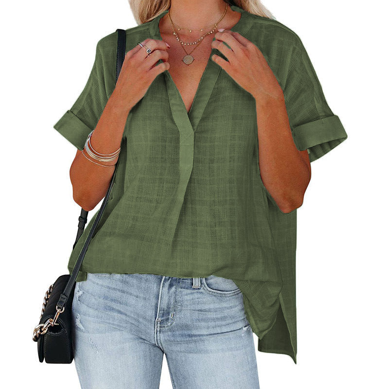 Casual Summer Short Sleeves Women Blouses