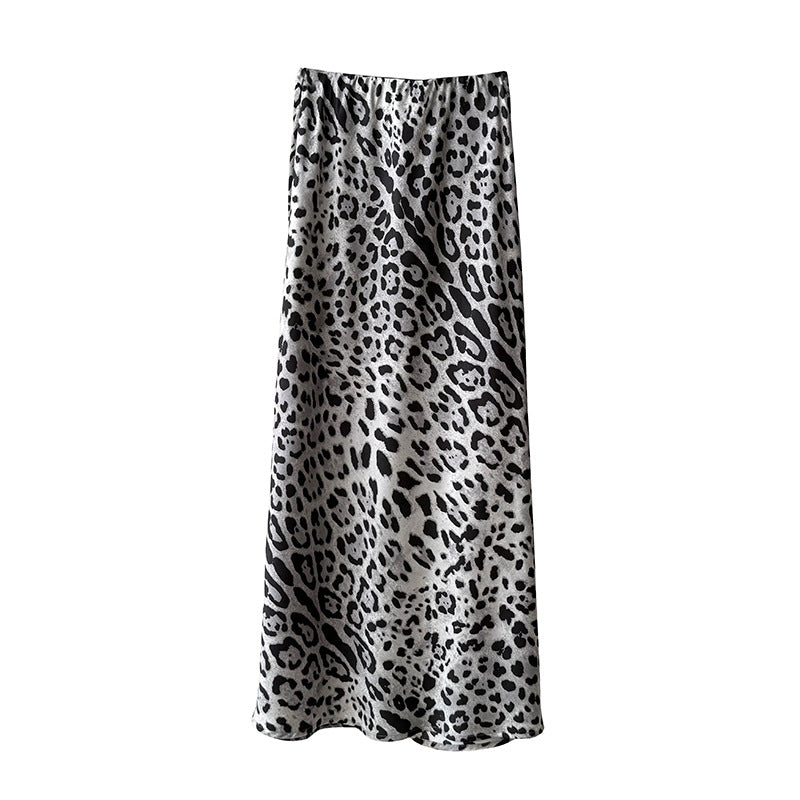 Luxury Leopard Print High-Waist A-Line Midi Skirt