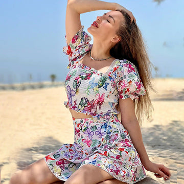 Summer Boho Vacation Style Top & Skirt Set