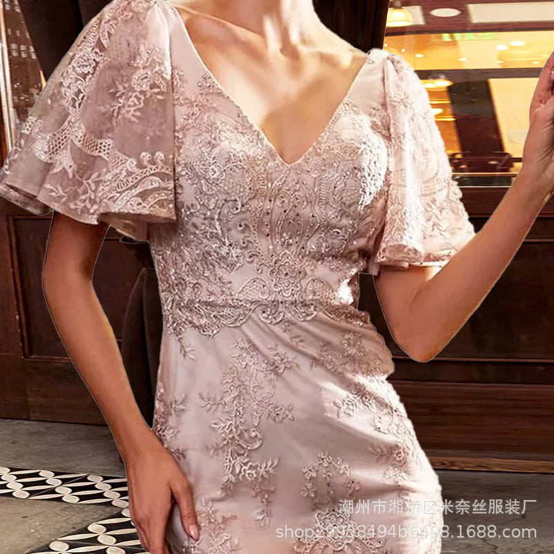 Elegant Handmade Embroidery Plus Sizes Evening Dresses