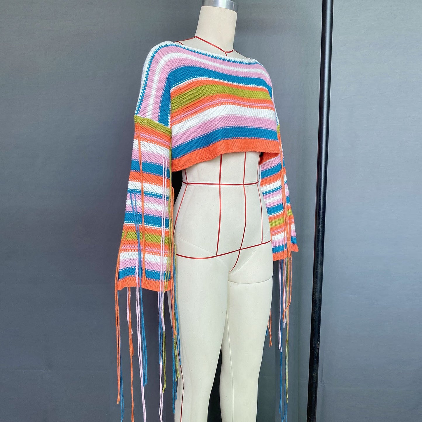 Casual Rainbow Tassels Loose Sweaters