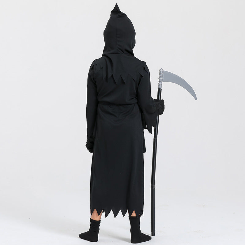 Halloween Cosplay Costume – Grim Reaper Robe with LED Glow Glasses