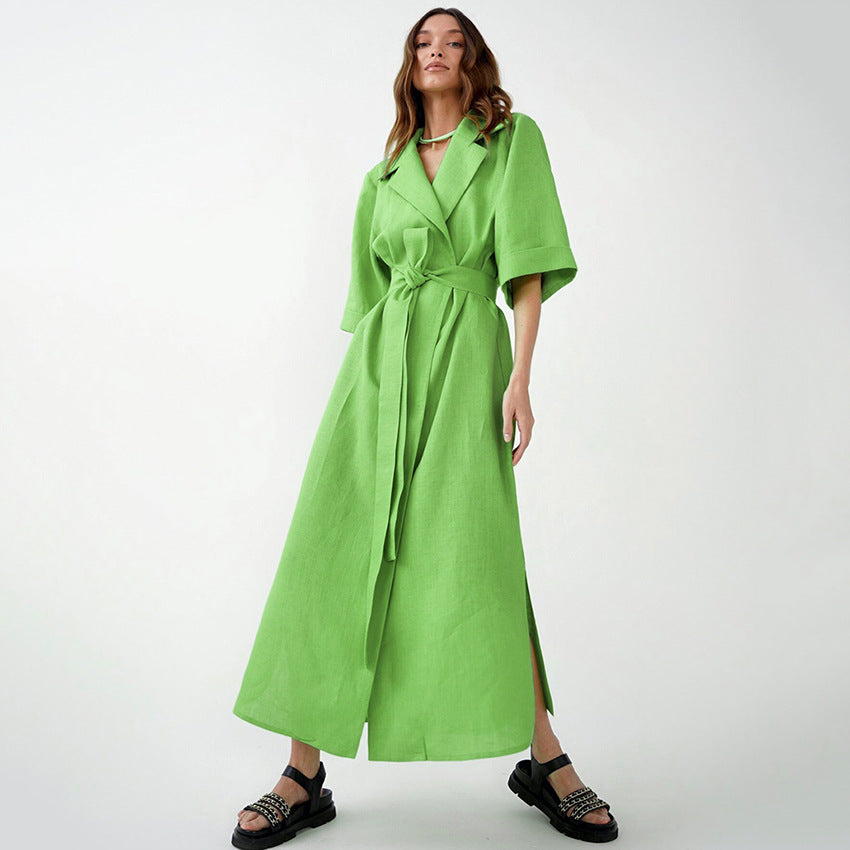 Casual Summer Cotton Linen Long Romper Dresses-Dresses-Free Shipping at meselling99