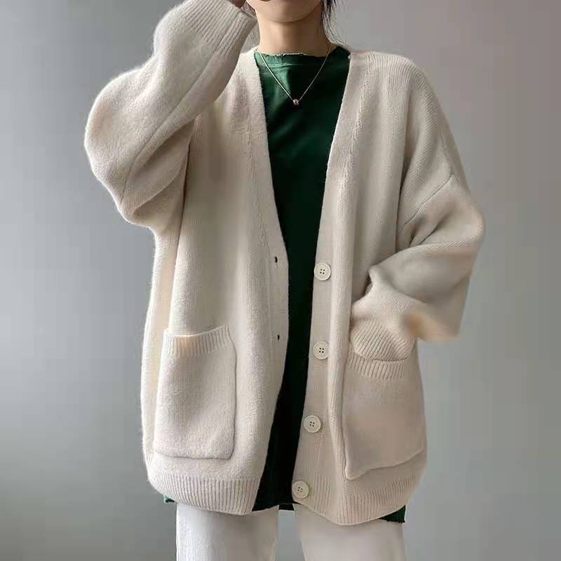 Loose Knit Cardigan – Oversized V-Neck Sweater | Soft & Cozy Casual Pullover