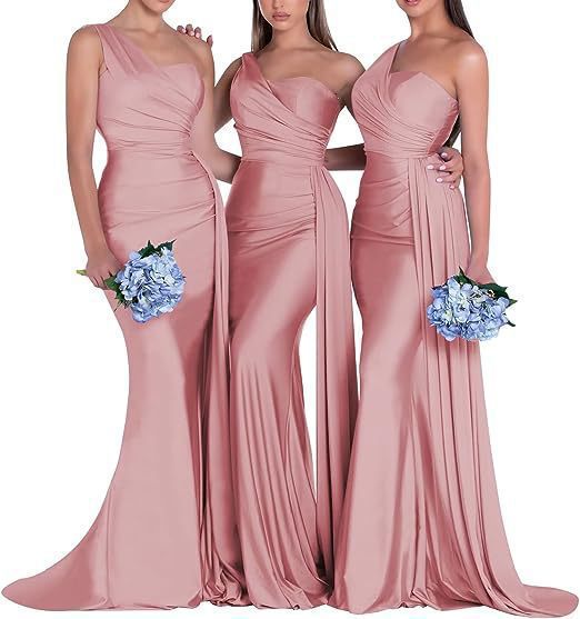 Sexy One Shoulder Mermaid Evening Dresses Bridesmaid Dresses