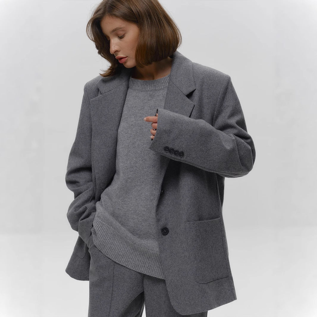 Classic Relaxed-Fit Dark Crewneck Sweater