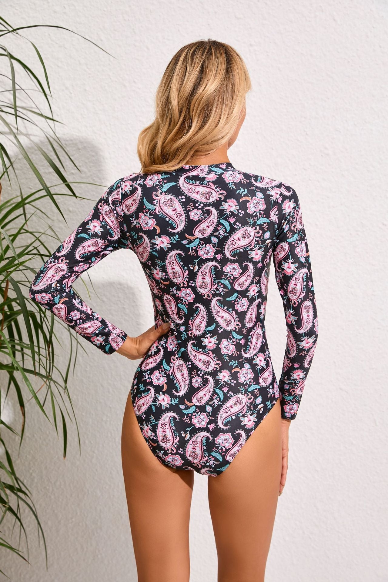 Women's Long Sleeve Multi-Color Print Zip-Up One-Piece Snorkel & Surf Wetsuit