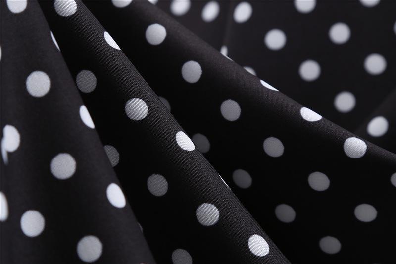 Short Sleeve Square Neckline Vintage Print Dot Dresses-Vintage Dresses-Free Shipping at meselling99