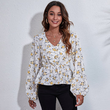 Frosted Cranberry Floral Peplum Blouse