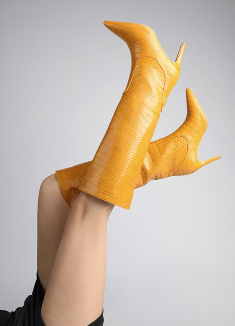 Fashion Peep Toe Crocodile Print Plus Sizes Women Boots