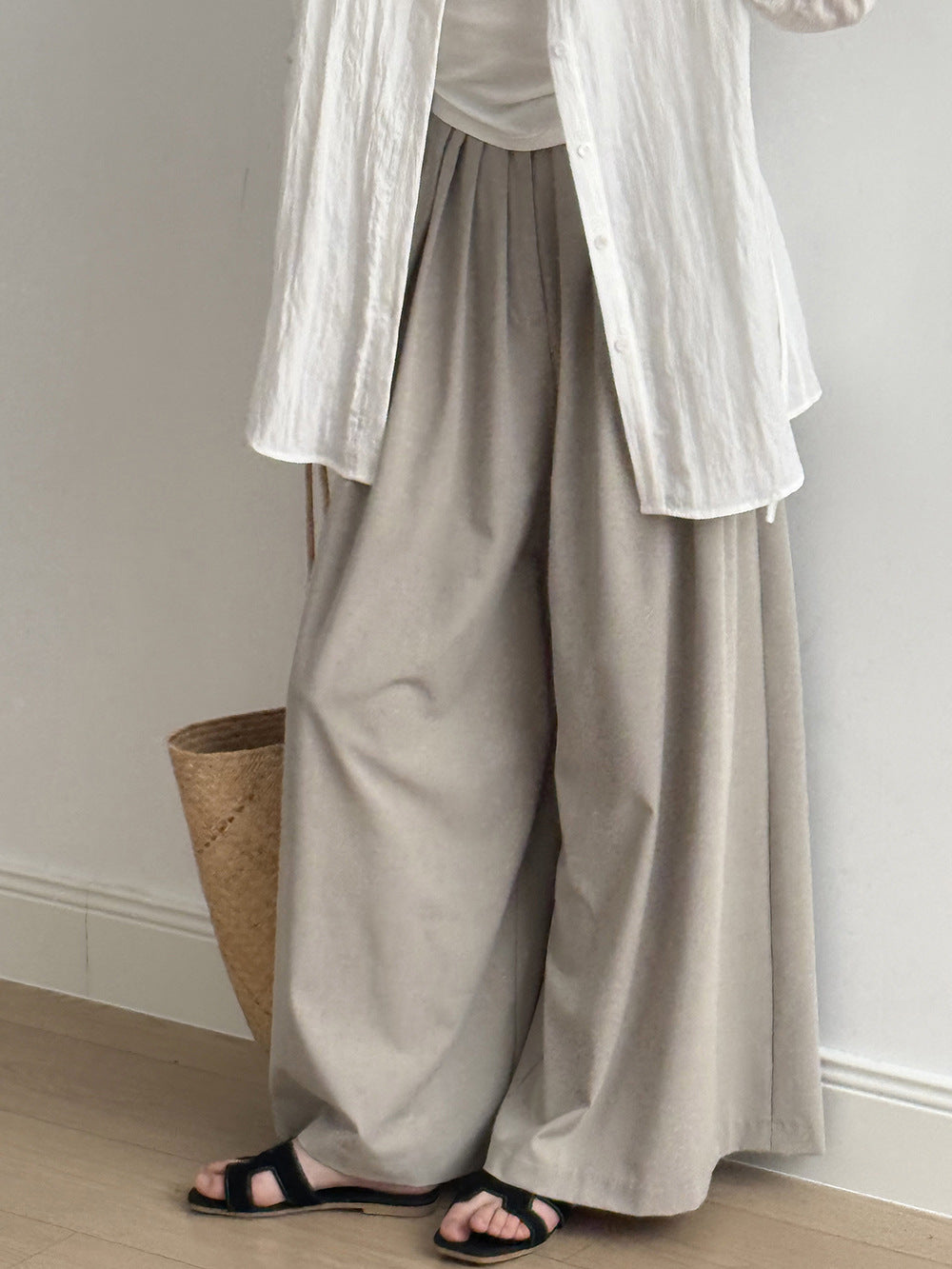 Women's High-Waisted Tencel Wool Wide-Leg Pants