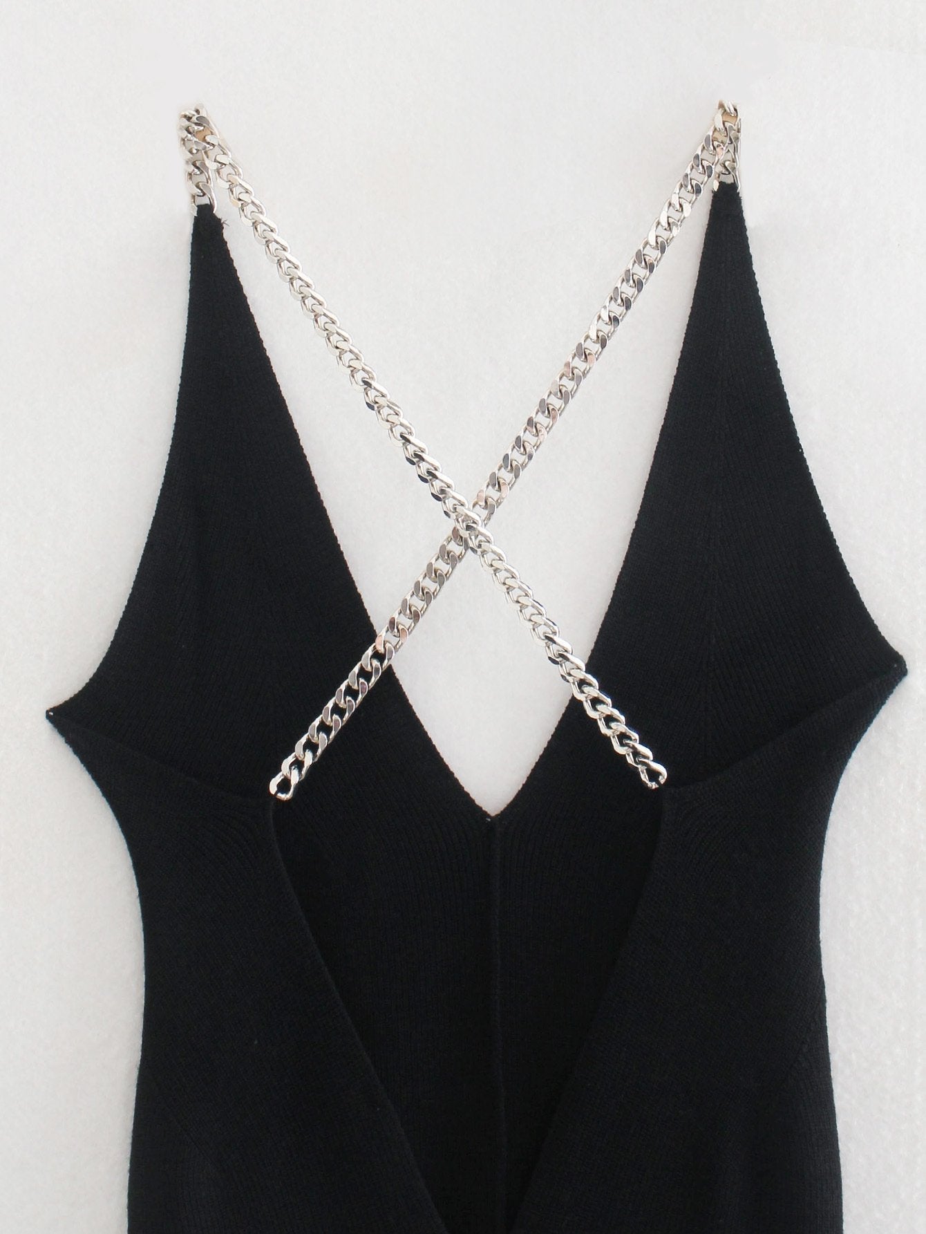Sexy Black Backless Knitted Crossed Chains Women Dresses-Dresses-Free Shipping at meselling99