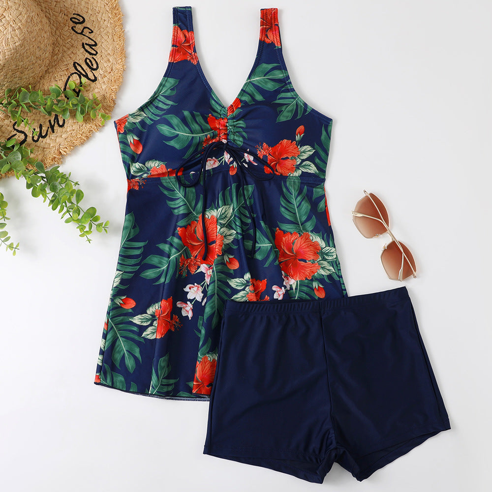 Women's Printed Multi-Colored Conservative Bikini Set