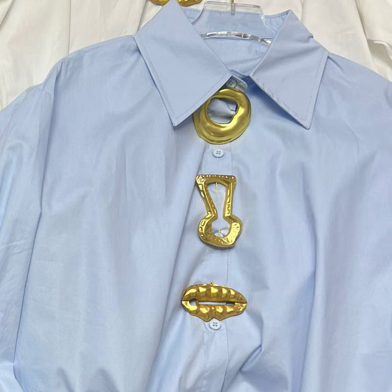 Fashionable Lapel Loose Fit Button-Up Long Sleeve Shirt