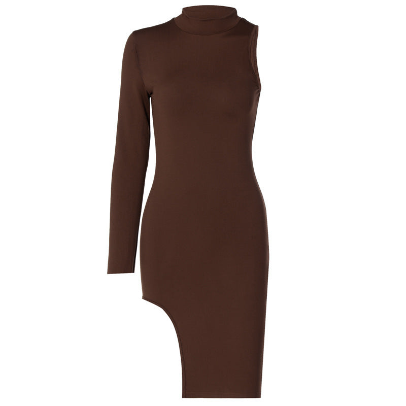 Sexy High Neck One Shoulder Mini Dresses-Dresses-Free Shipping at meselling99