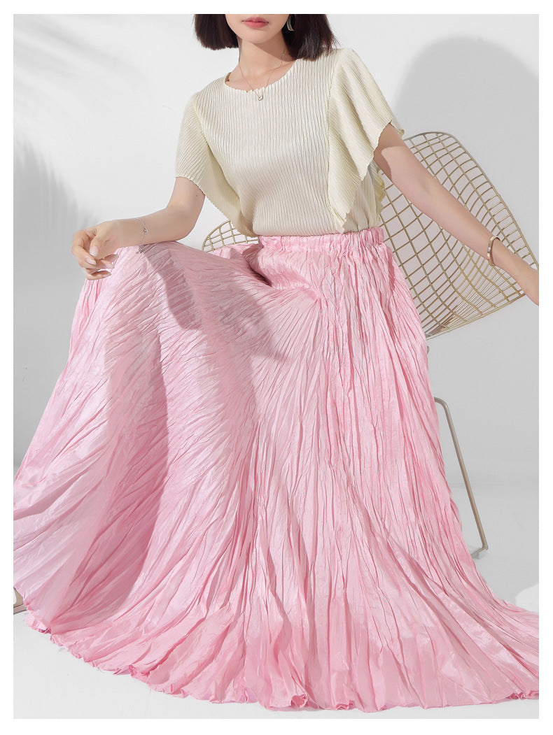 Elegant High-Waisted Solid Color Maxi Skirt