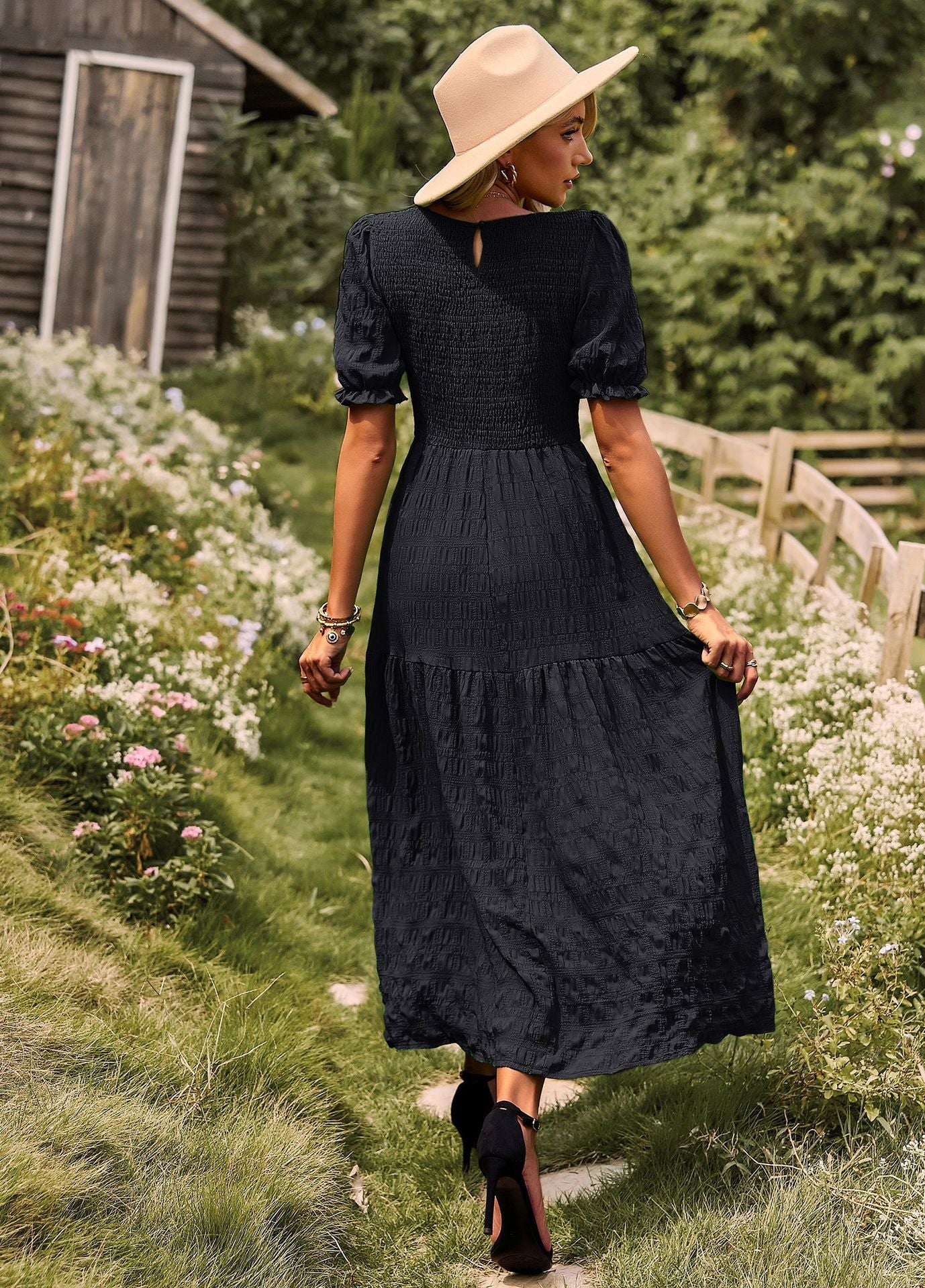 Casual Short Sleeves A Line Midi Dresses