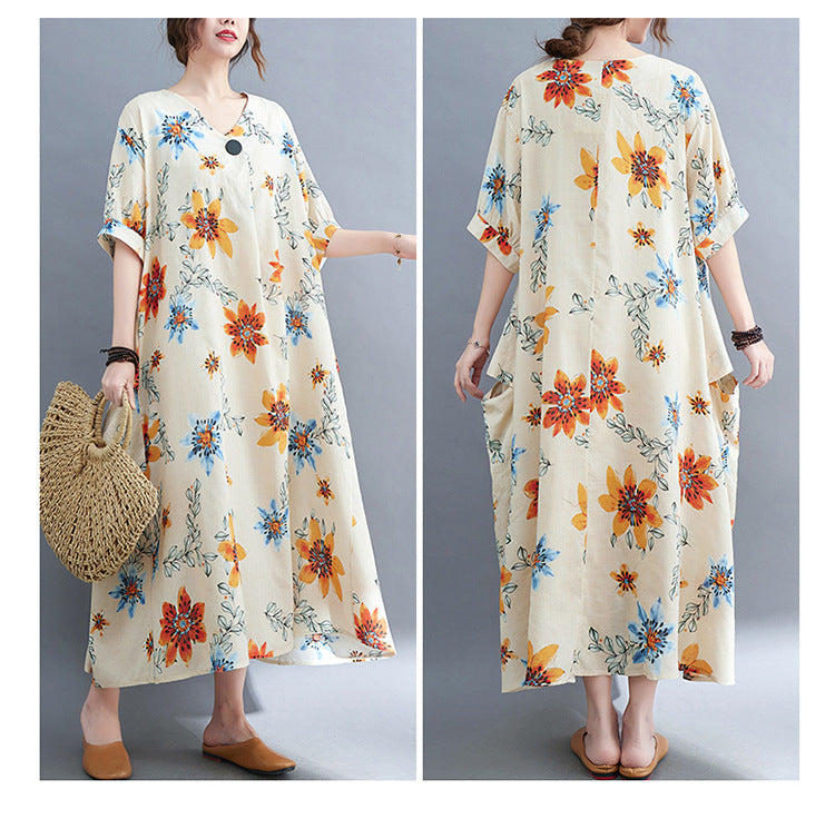 Women Short Sleeves Plus Sizes Long Dresses-Dresses-The same as picture-One Size-Free Shipping at meselling99