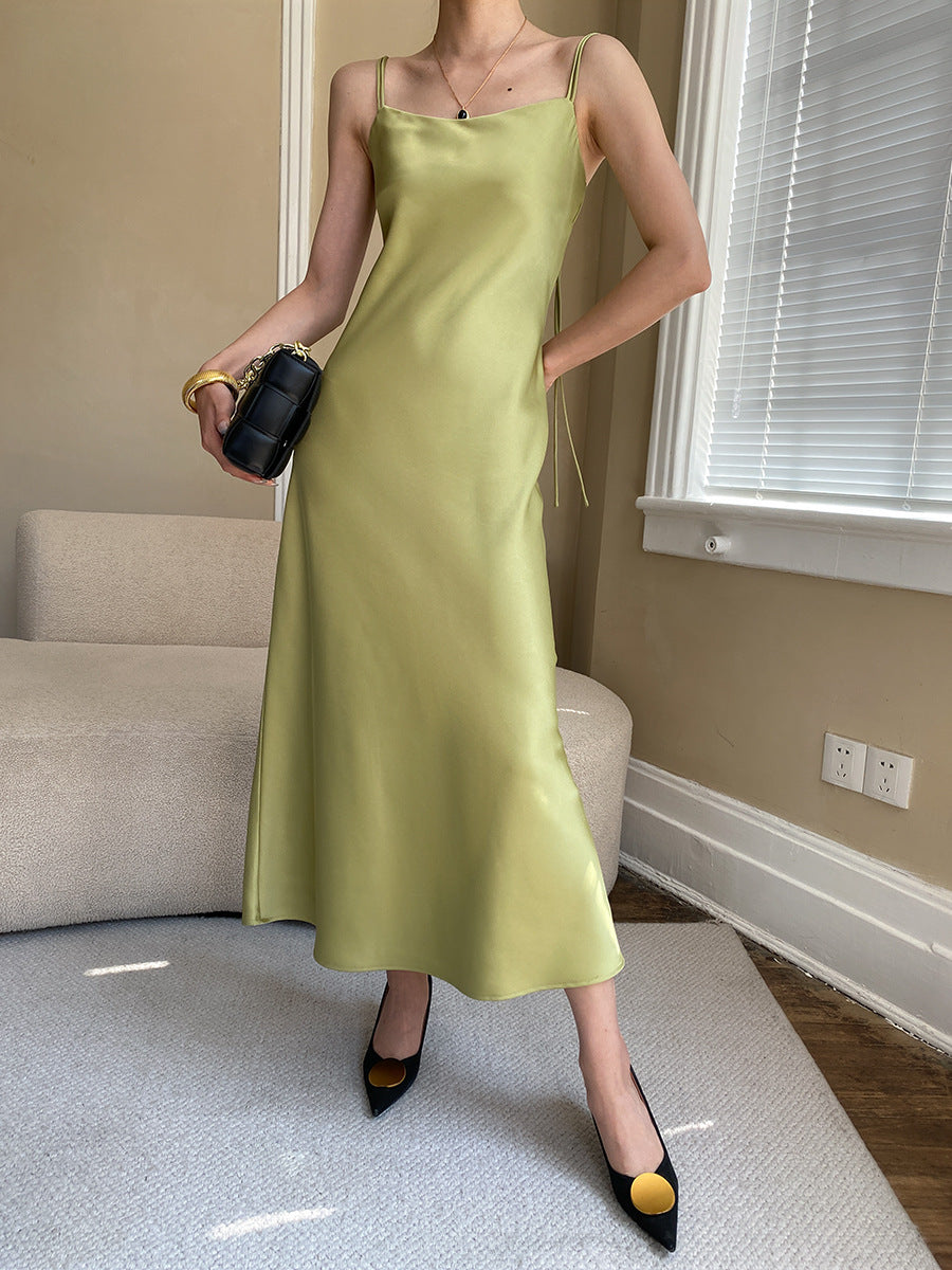 Elegant French Satin Slip Dress