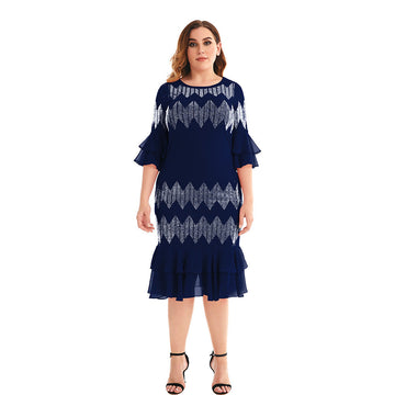 Designed Plus Sizes Mermaid Dresses-Dresses-Navy Blue-L-Free Shipping at meselling99