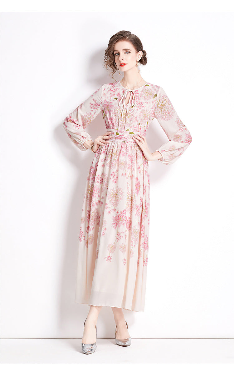 Women Floral Pink Long Maxi Dresses