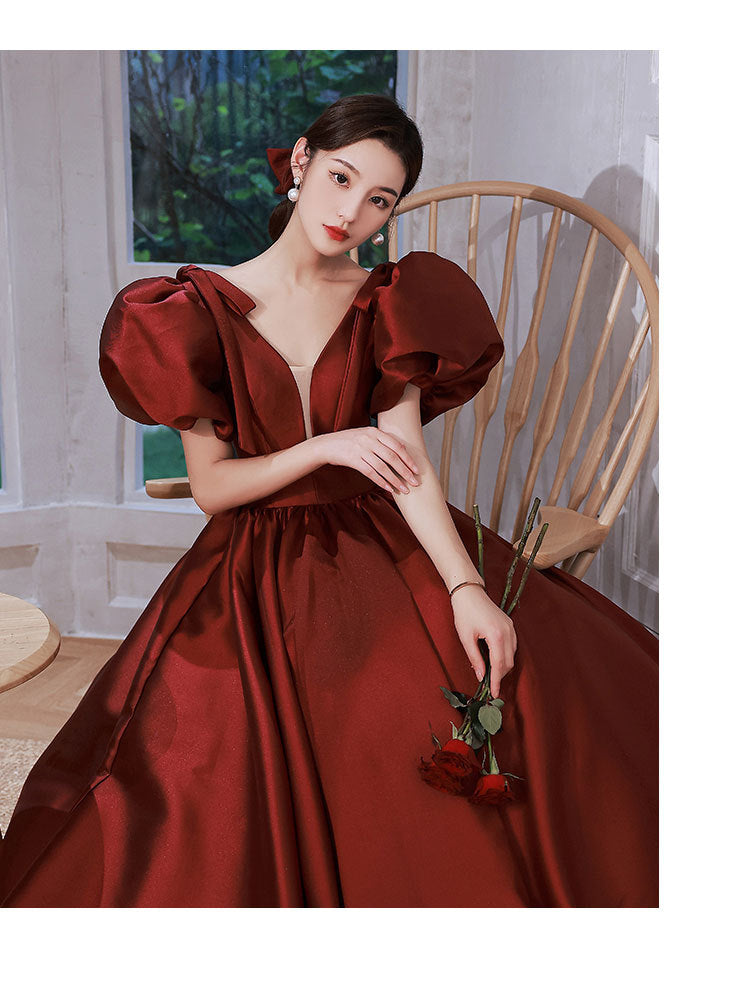 Elegant Wine Red Ball Gown Dresses-Dresses-Free Shipping at meselling99