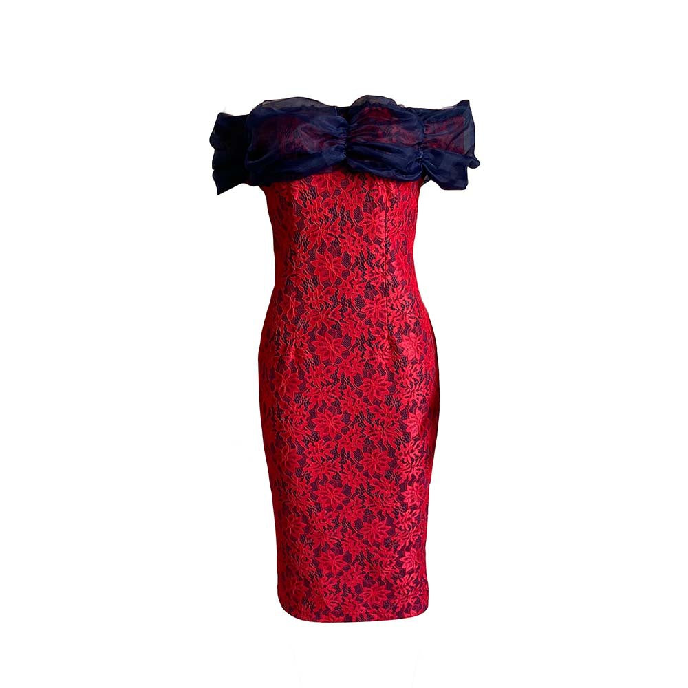 Sexy Off The Shoulder Plus Sizes Lace Party Dresses-Dresses-Red-S-Free Shipping at meselling99