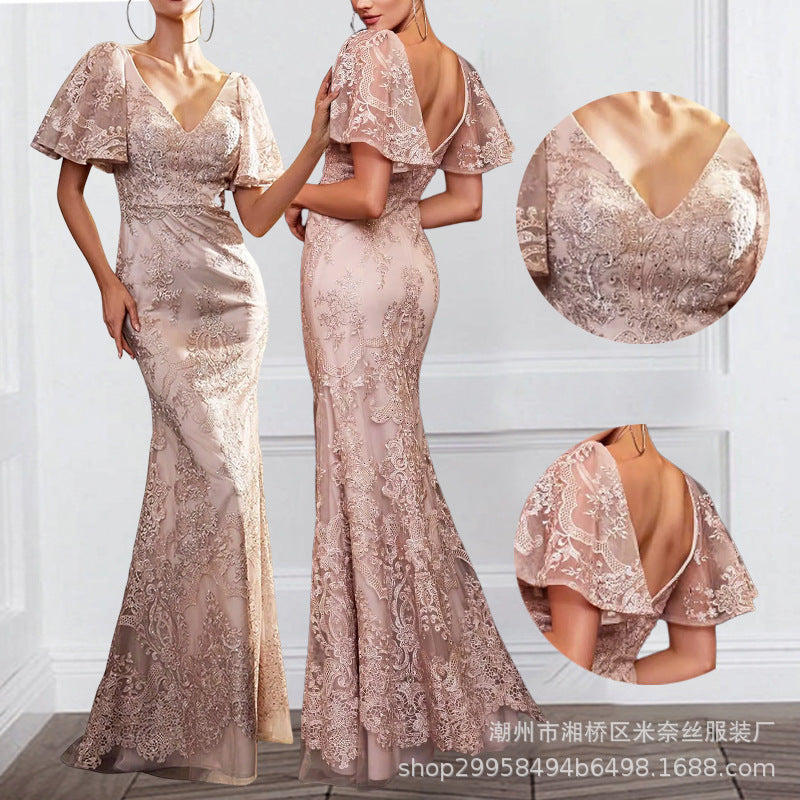 Elegant Handmade Embroidery Plus Sizes Evening Dresses