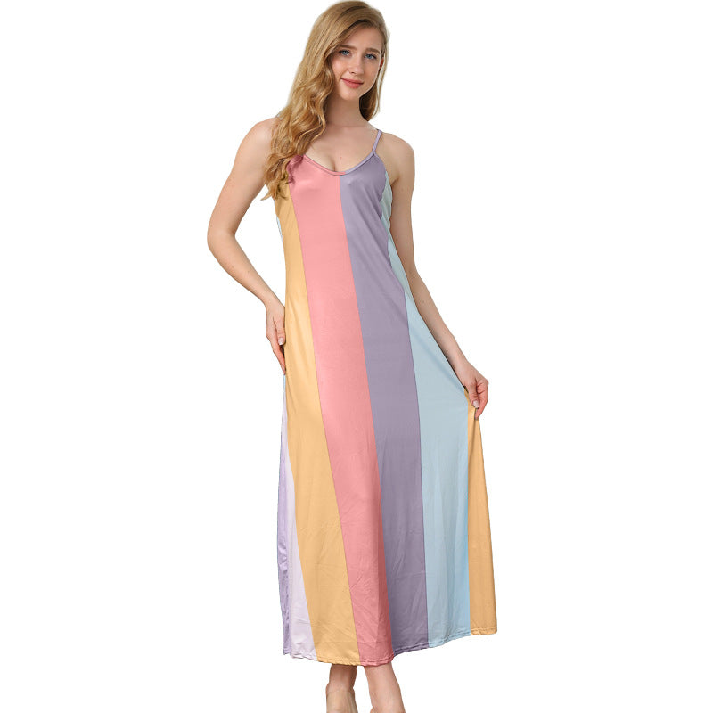 Casual Rainbow Summer Tank Top Long Dresses