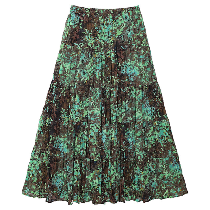 Yuan Su's new summer Wizard of Oz floral pleated skirt, high waist versatile and thin wrinkled A-shaped big swing skirt-The Wizard of Oz-one size fits all-Free Shipping Leatheretro