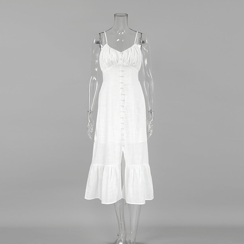 Summer Cotton Spaghetti Straps White Mini Dresses