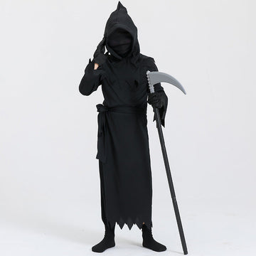 Halloween Cosplay Costume – Grim Reaper Robe with LED Glow Glasses