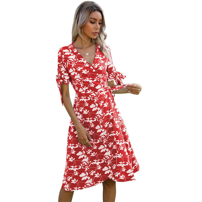 Casual Bowknot Summer Short Sleeves Dresses