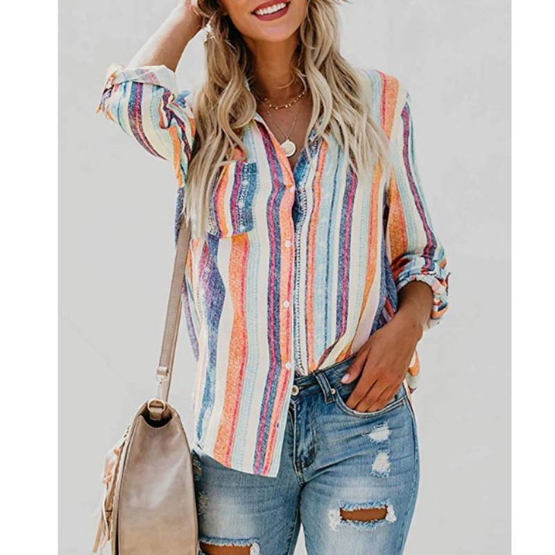 Women's Summer Casual Striped Shirt – Versatile & Stylish