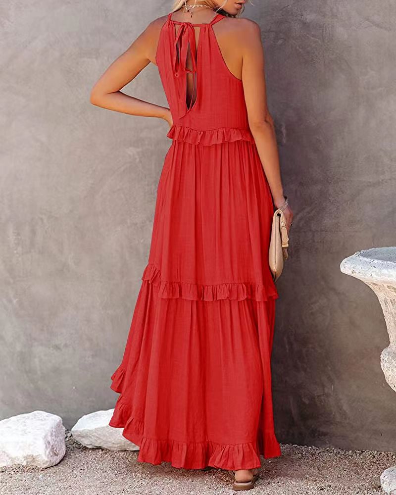 Casual Ruffled Summer Holiday Long Maxi Dresses